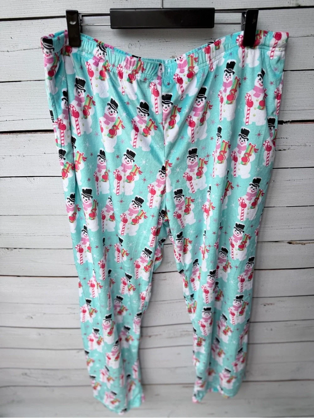Holiday Time Mint Snowman Candy Cane Pajama Set